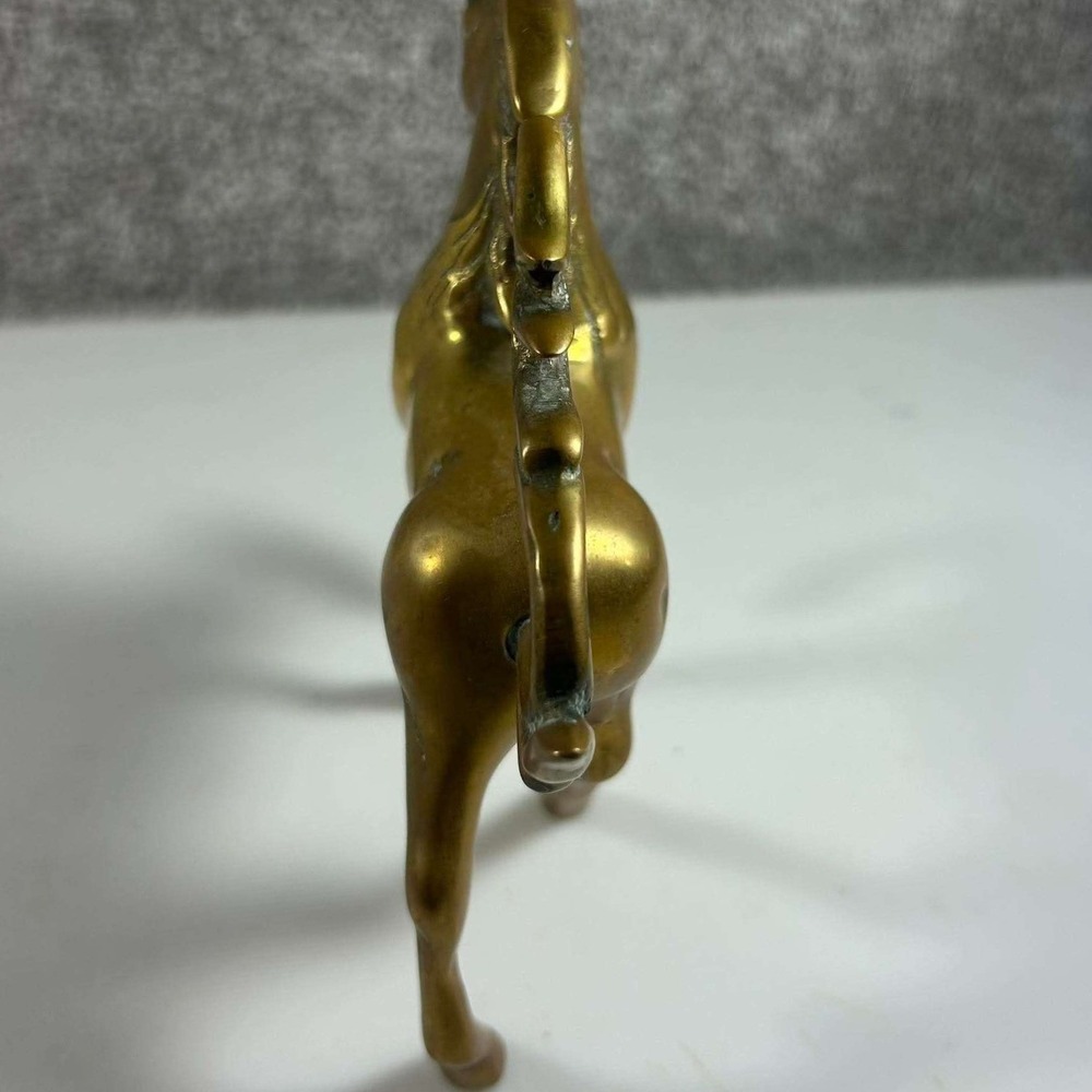 Vintage Brass Unicorn Figurine Gold Prancing Mythical Statue - Picture 3 of 8